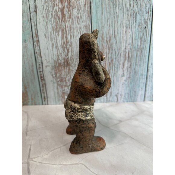Pre Polumbia Art Colima Warrior Man with Club Pottery Sculpture Figurine 7" - Picture 3 of 7